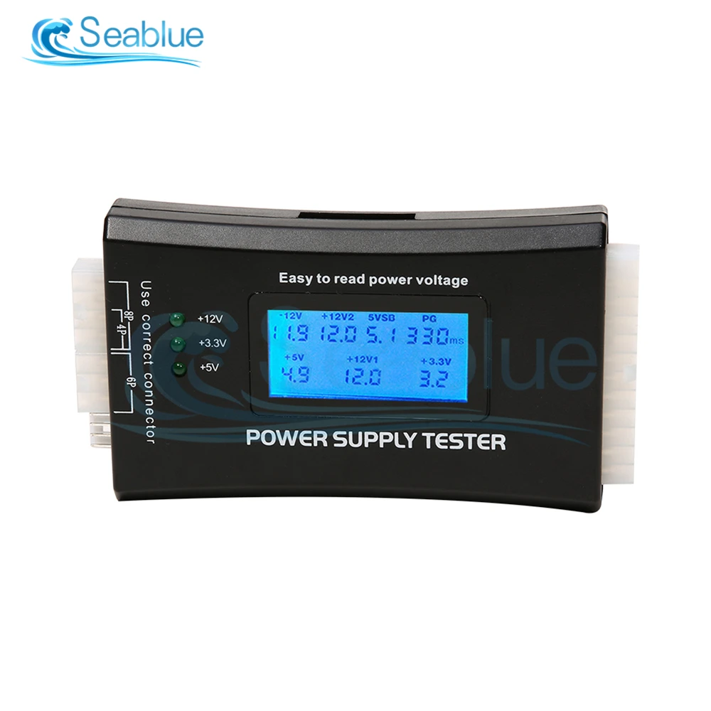 Digital LCD Display PC Computer 20/24 Pin Power Supply Tester Check Quick Bank Supply Power Measuring Diagnostic Tester Tools