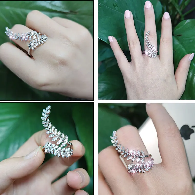 HUAMI Adjustable Finger Rings for Women Wihte Color Para Mujer Accessories Zircon Valentine's Day Gift Fashion Jewelry Rings