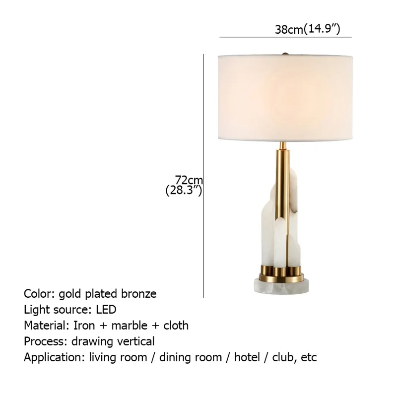 OURFENG Modern LED Bedside Table Light Luxury Marble White Design Desk Lamp Decorative For Home Living Room Office Bedroom