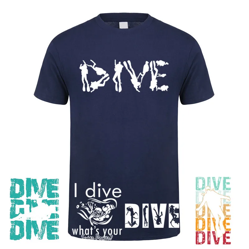 Scuba Dive T Shirt Men Cotton Summer Fashion Diver Man Tees Short Sleeve Diving T-shirts Tops