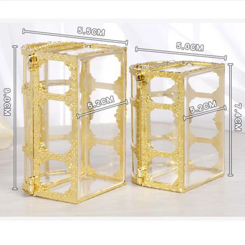 20pcs/16pcs Top Grade Large Size Treasure Box Gold Transparent Plastic Wedding Gift Boxes Baby Shower Candy Box Jewellery Box