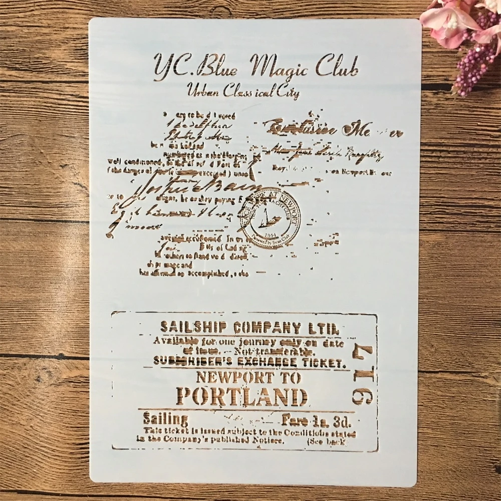 A4 29cm Vintage posta harfler zarf DIY katmanlı şablonlar duvar tablosu karalama defteri boyama kabartma albümü dekoratif şablon