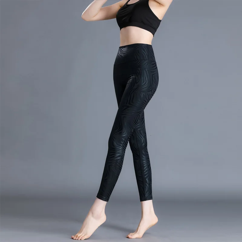 Women Glossy Striped Tight Stretch Yoga Dance Fitness Pants Leggings Comfortable Women Gym Sport Yoga High Waist Legging