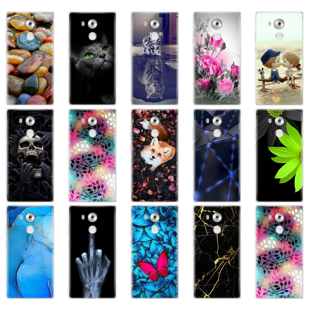 for Huawei Mate 8 Case Cover Huawei Mate8 Case Cartoon Soft back cover Mate 8 Coque Funda Skin shockproof Cat flower