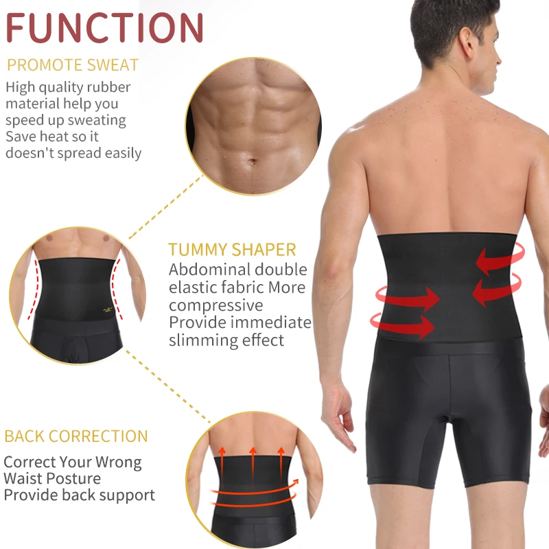 Mens Waist Trainer Slimming Body Shaper Modeling Belt Tummy Control Weight Loss Shapewear Promote Sweat Belly Slim Trimmer Belt