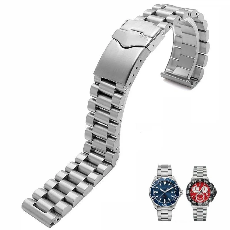 Watchband for TAG heuer watches High qualit Stainless steel male strap 20mm 22mm silver bracelet with folding buckle BAND