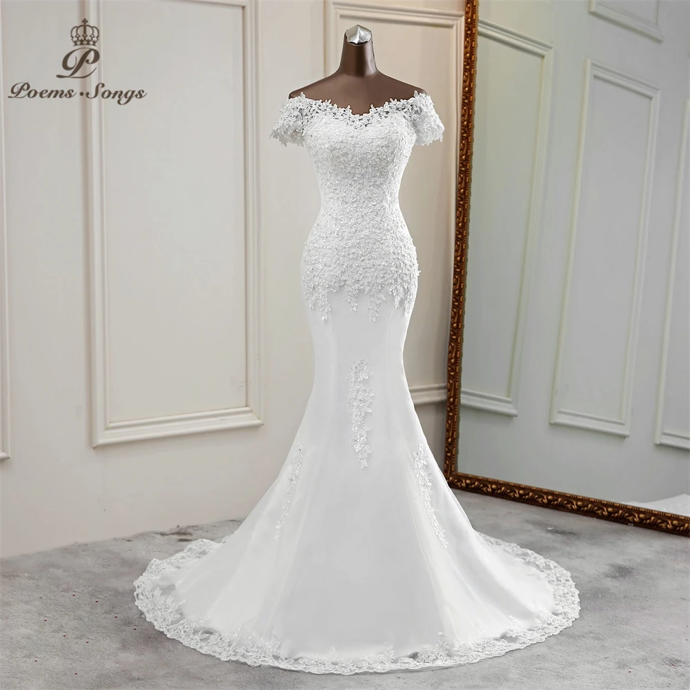 Customized Sexy wedding dress appliques flower robe de mariee elegant bride dress lace wedding gowns beautiful mermaid