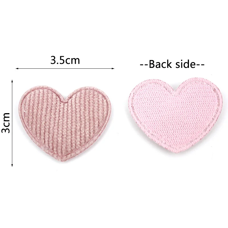 100Pcs 3*3.5cm Gold Stamp Heart Padded Appliques For DIY Baby Hairpin Headwear Crafts Decor Ornament Garment Accessories