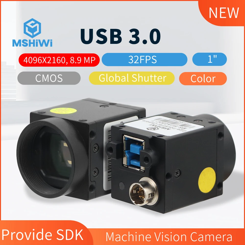 

USB 3.0 Industrial Camera 8.9MP Color 1" CMOS 4096*2160@32FPS Global Shutter Camera Industrial Machine Vision Inspection Camera