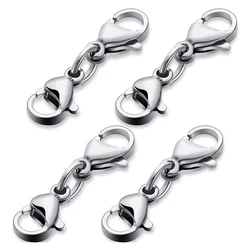 Extensor de broche de langosta doble de acero inoxidable, 5 piezas, Conector de Garra Para pulsera, collar, cadenas, suministros de joyería