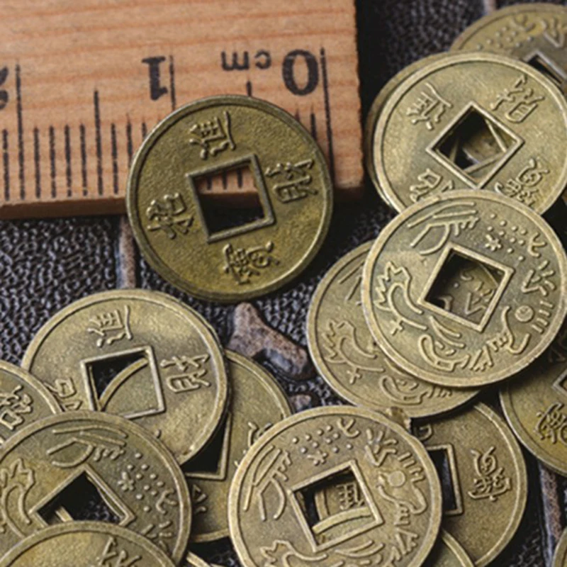 100Pcs Chinese Feng Shui Lucky Ching/Ancient Coins Set Educational Ten Emperors Antique Fortune Money Coin Jewelry Findings DIY