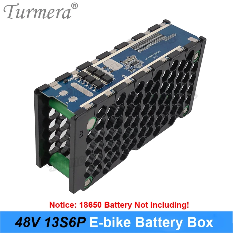 Turmera 48V e-bike obudowa baterii litowej z balansem 20A BMS zawiera uchwyt i nikiel do 13S6P 18650 bateria do rowerów elektrycznych