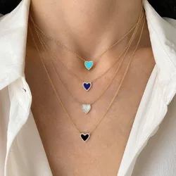 HIBRIDE Gorgeous Heart Shape Four Colors Charms Cubic Zirconia Chain Tennis Necklace for Women Engagement Party Jewelry P71