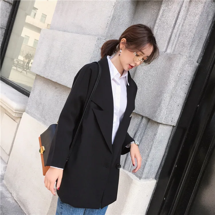 2020 New Autumn Winter Long Loose women's suit jacket work wear blaser feminino chaquetas para mujer para oficina LX2140