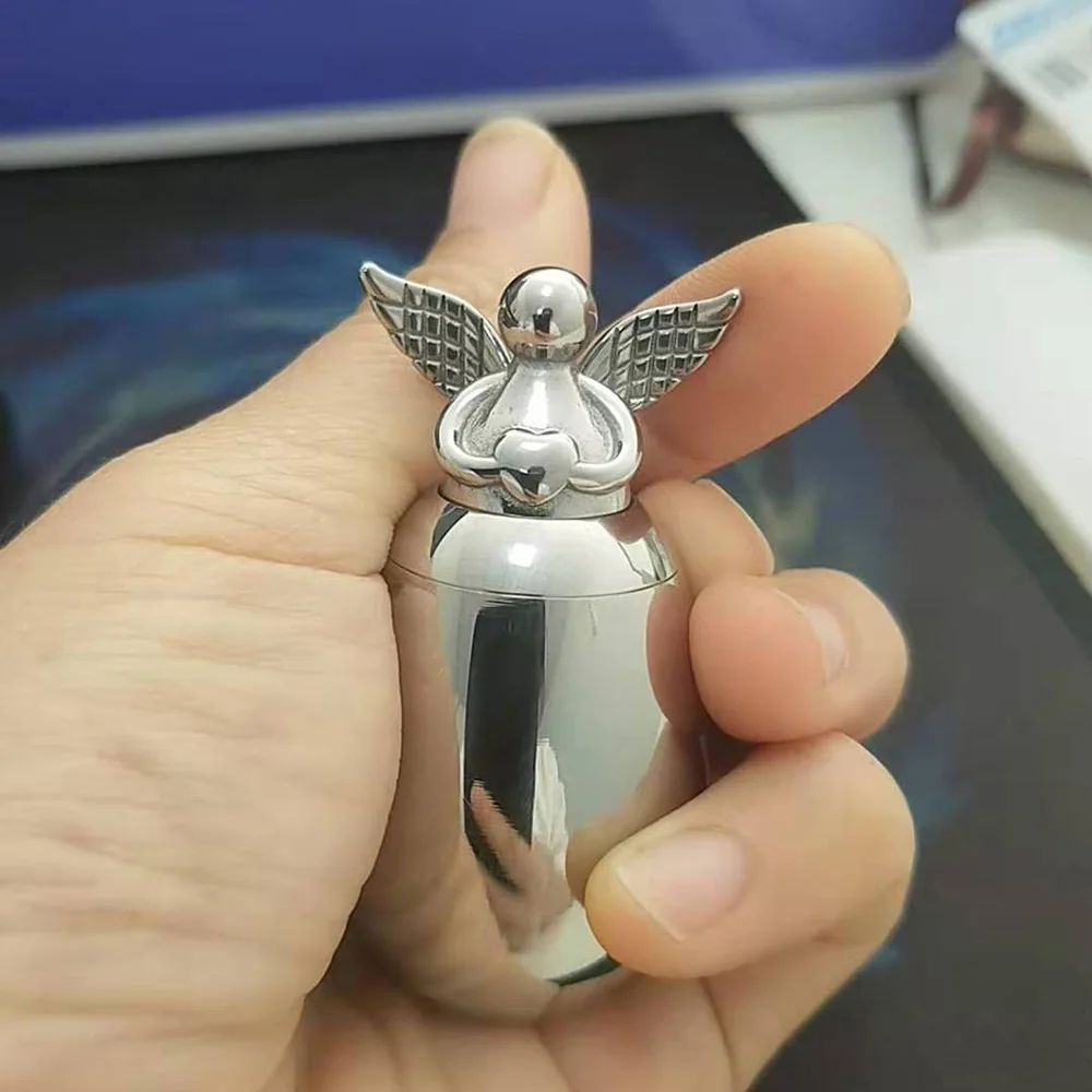 316L Stainless Steel Angel Wings Heart Small Urns Your Wings Were Ready Memorials Cremation Ashes Urn Keepsake Casket-Egg Shape