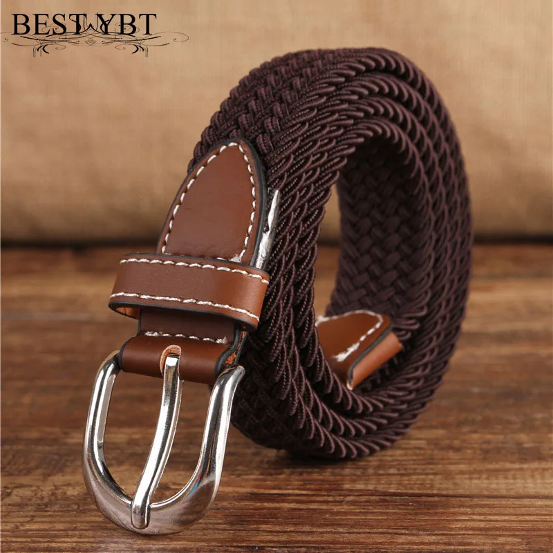 Best YBT Unisex Canvas Belt Alloy Pin Buckle Belt Elastic Stretc Knitted Casual Cowboy Fashion Solid Men And Women Belt