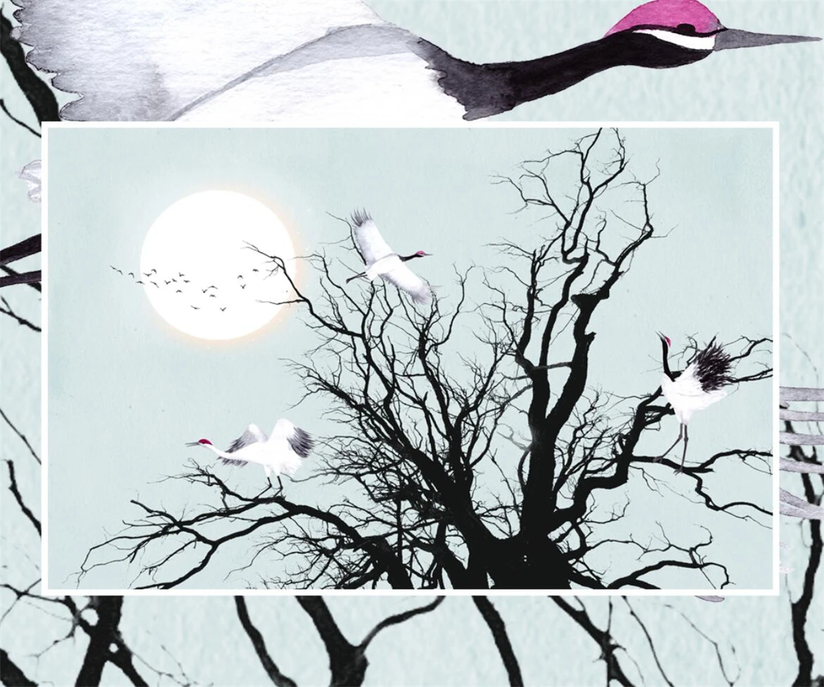 

Custom Size wallpaper Dead Tree Sun Blue Sky Mural Home decor Winter sky Birds Wall stickers Mural Photo tapestry 3d wallpaper