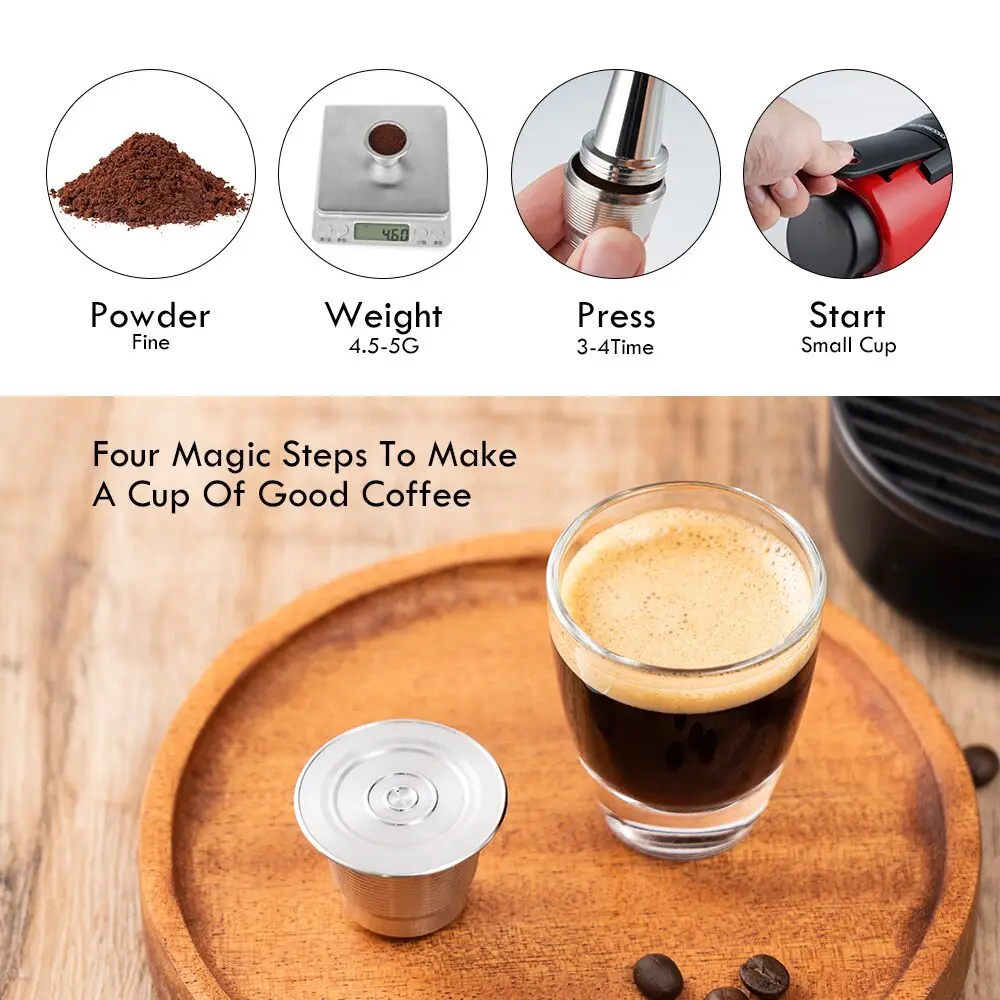 ICafilasICafilas For Nespresso Refillable Capsule Reusable Coffee Filter Dripper Steel Cafeteira Capsulas De Cafe Recargables