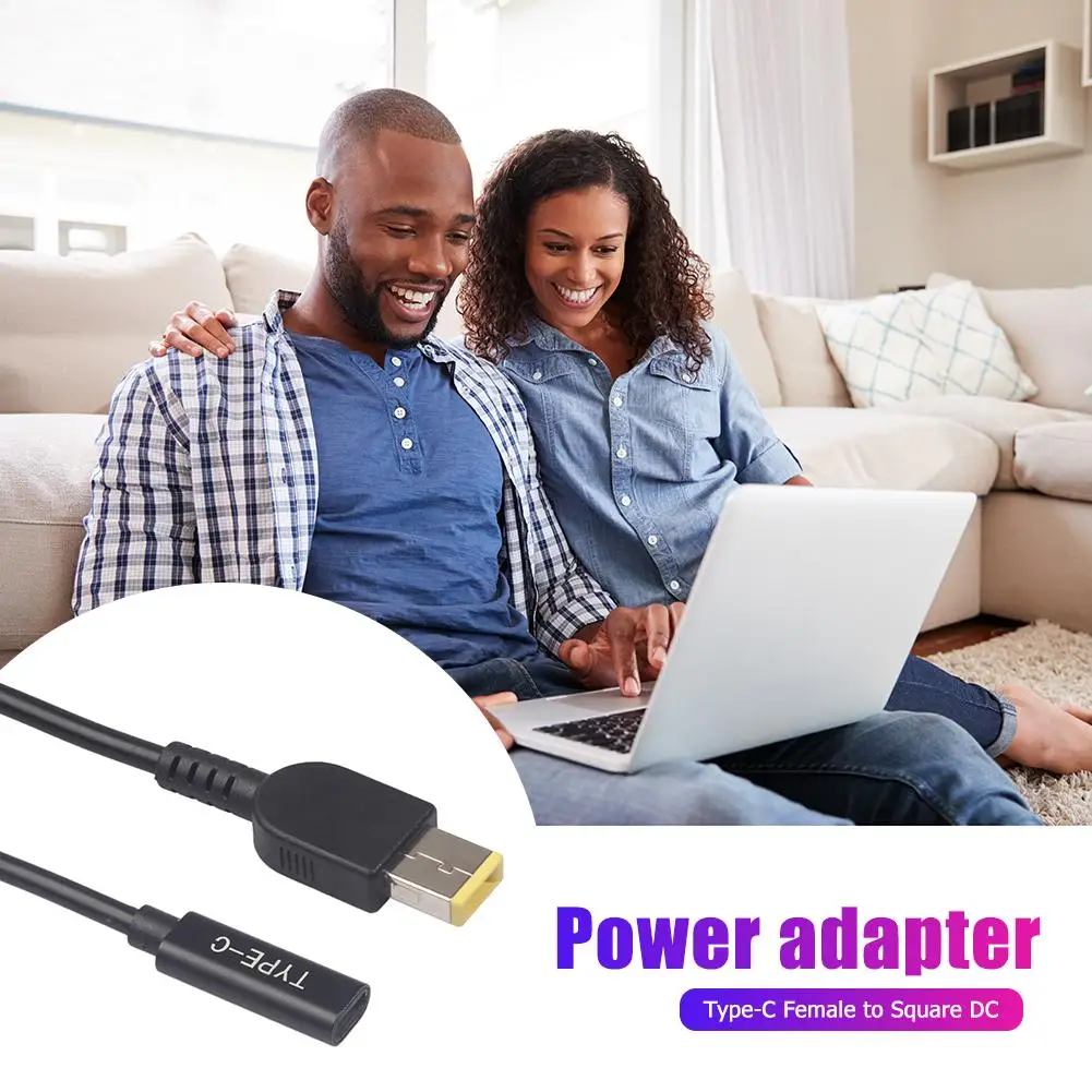 Connecteur adaptateur d'alimentation pour chargeur d'ordinateur portable Lenovo Thinkpad, Type C femelle à carré DC mâle, câble de charge PD, 2021