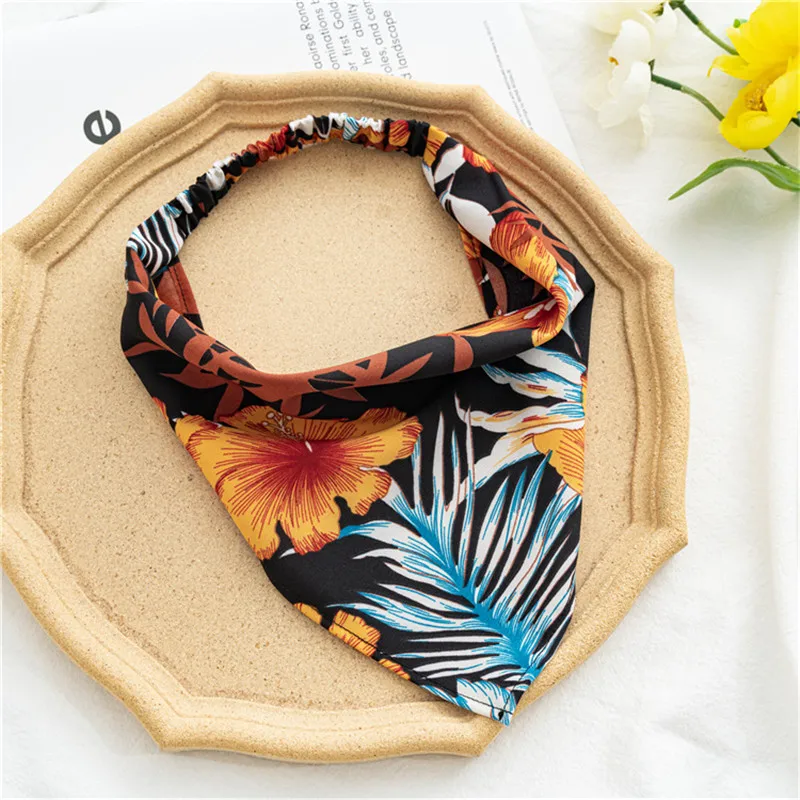 Ruoshui Woman Boho Bandannas Girls Floral Triangle Hair Scarf Turban Women Elastic Hairband Hair Accessories Headwear Ornament