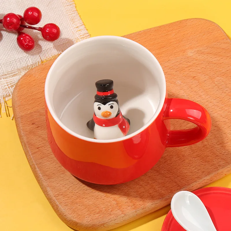 Cute cartoon Santa Claus Ceramic Water Cup Snowman Elk Coffee Cup Milk Cup American Couple Gift Cup - Image 4