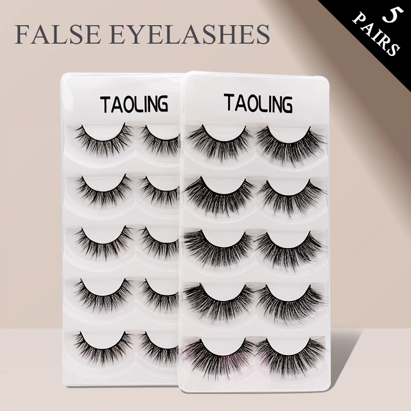 

5 pairs Lashes False Eyelashes 20mm Mink Lashes 3D Natural Fluffy Faux Mink Eyelashes Wispies Long Extension Eyelashes