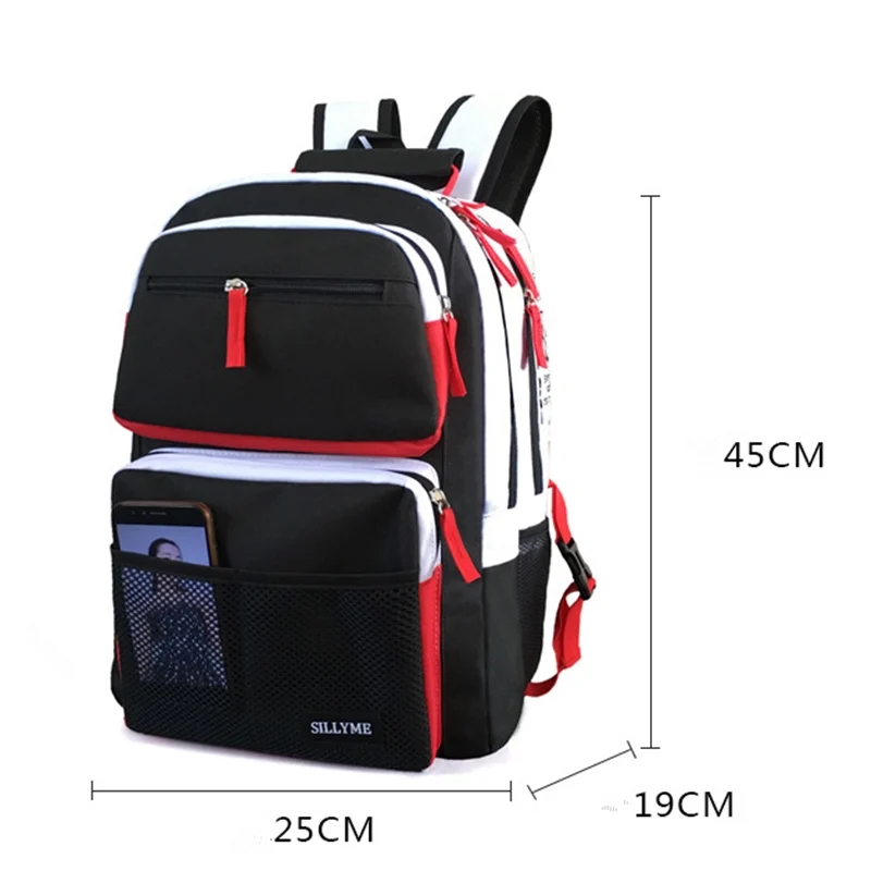 New Black and White Stitching High School Bags for Teenage Boys Girls Travel Backpack Laptop Bag 15.6 Kids Schoolbag Backpack