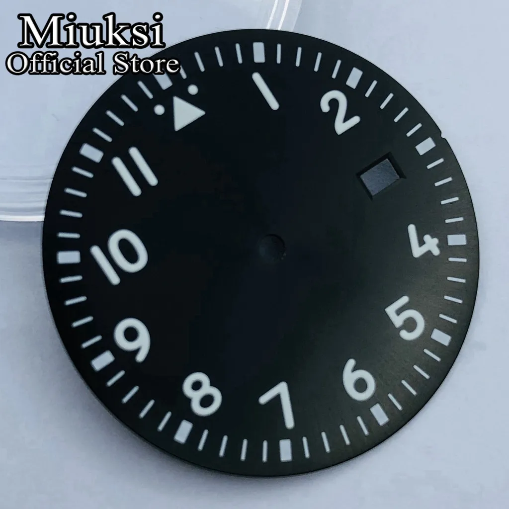 Miuksi 33.8mm preto prata verde azul mostrador estéril mostrador luminoso adequado para movimento NH35