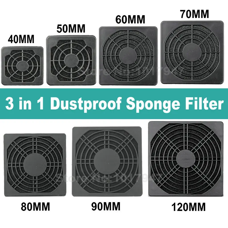 Gdstime PC Dust Cover Case 3 in 1 Fan Dustproof Sponge Filter Mesh 40mm 50mm 60mm 70mm 80mm 90mm 120mm optional