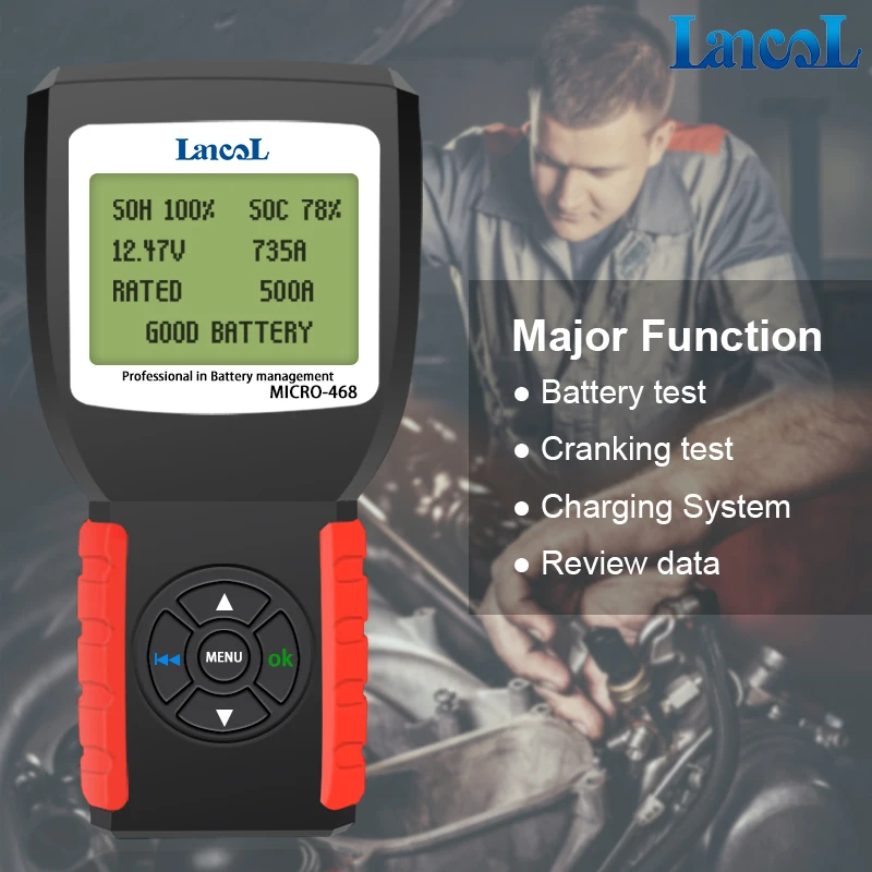 Lancol Micro468 Car Battery Tester Portable 12V Auto Digital 100-2000CCA  Automobile Battery Analyzer Tool For Car