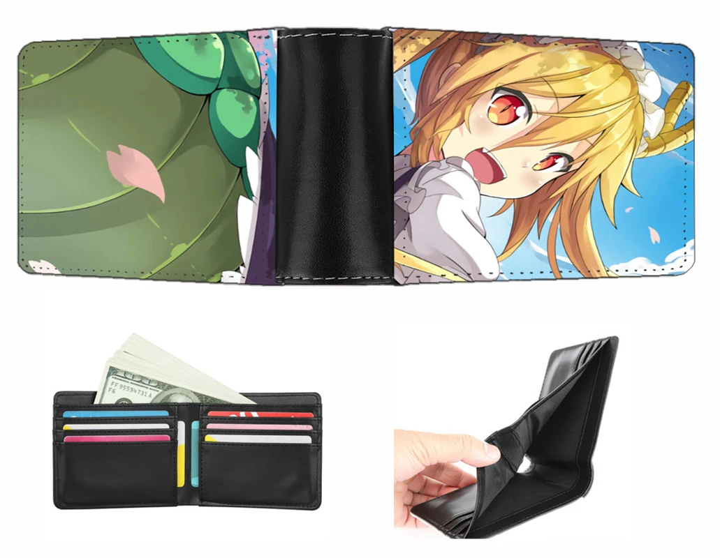 

Anime Miss Kobayashi's Dragon Maid wallet Men women short wallet teenagers Card Holder PU Short Zero Wallet student Coin Purse