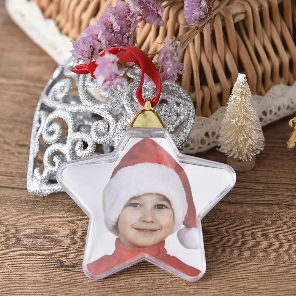 Boule suspendue pour arbre de noël, décoration ronde en forme d'étoile, boule Photo, bricolage, saint-valentin, fête de noël, magasin, ornement de fenêtre de maison