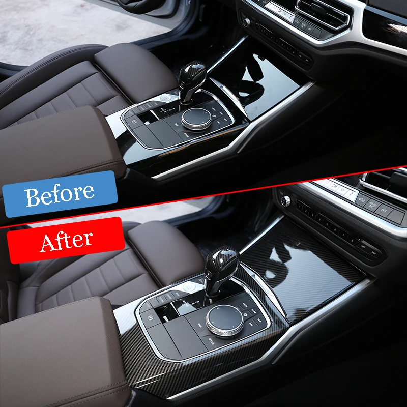 LHD For BMW 3 4 Series G20 G28 G22 2020-2025 Carbon Fibre Car Center Console Gear Shift Panel Frame Cover Trim Car Accessories