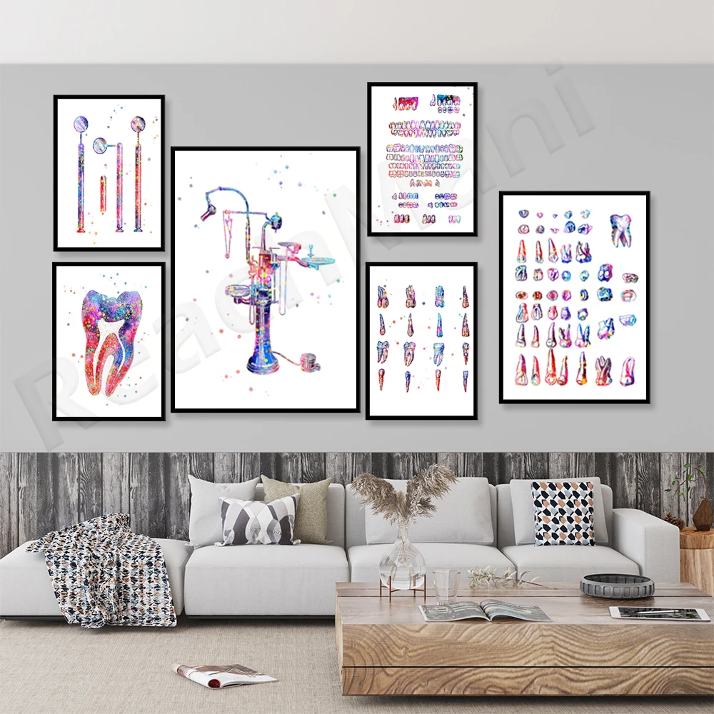 Dentist office decoration medical art teeth anatomy print dental tool poster hygienist gift dental office decoration