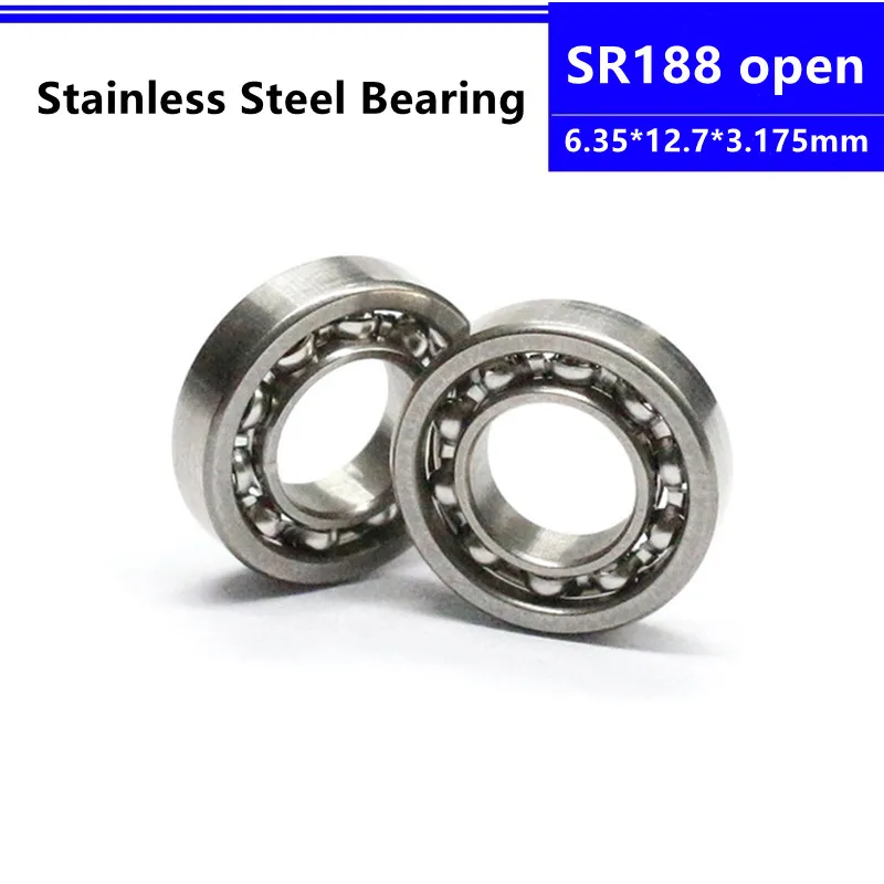 

50/100pcs SR188 open 6.35*12.7*3.175mm Stainless Steel Deep Groove Ball Bearings 6.35x12.7x3.175mm inch bearing sr188k