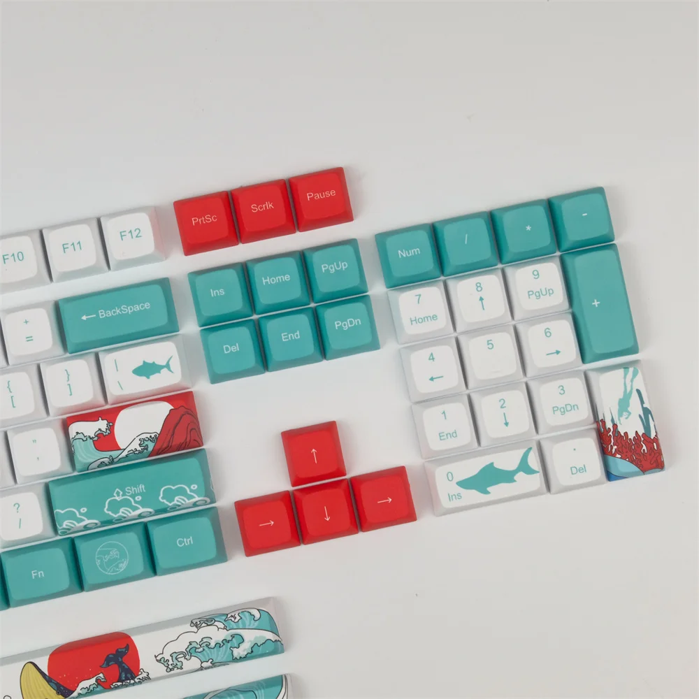 Lieux complets Sea Keycap XDA Profile, 5 faces, Dye-Subbed, ANSI Layouts, 128 prédire, GH60, GK61, GK64, 84, 87, 96, 104, 108, 980