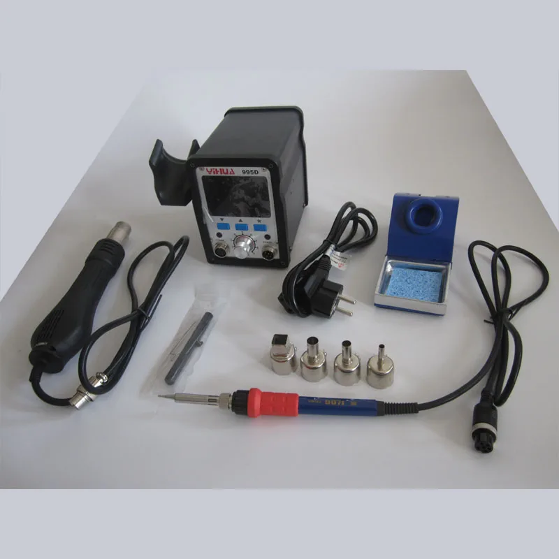 YIHUA 995D SMD 대형 스크린 LCD 디스플레이를 가진 뜨거운 공기 총 재작업 납땜 역, 220V