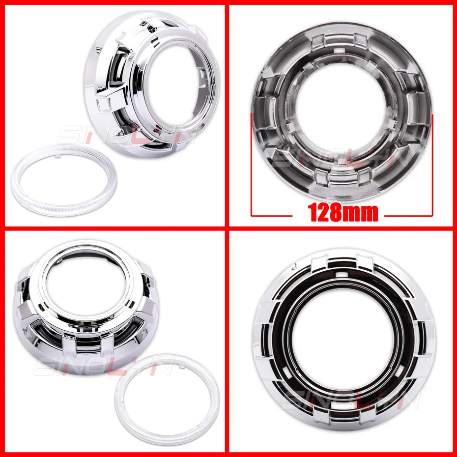 Sinolyn 2.5/3.0 Headlight Lens Dust Bezel Shrouds For LED HID Projector Lens For WST/Hella 3R G5/Q5 Bezels Car Accessories