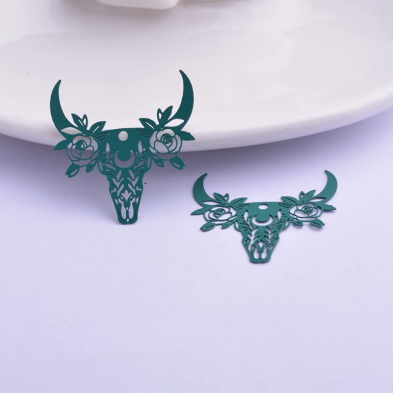 30 Stück AB6215 28*29mm Rinderschädel-Anhänger Ochsenhörner Anhänger Bulle Charm Ohrring Hängeschmuck Dekoration – Detail 4