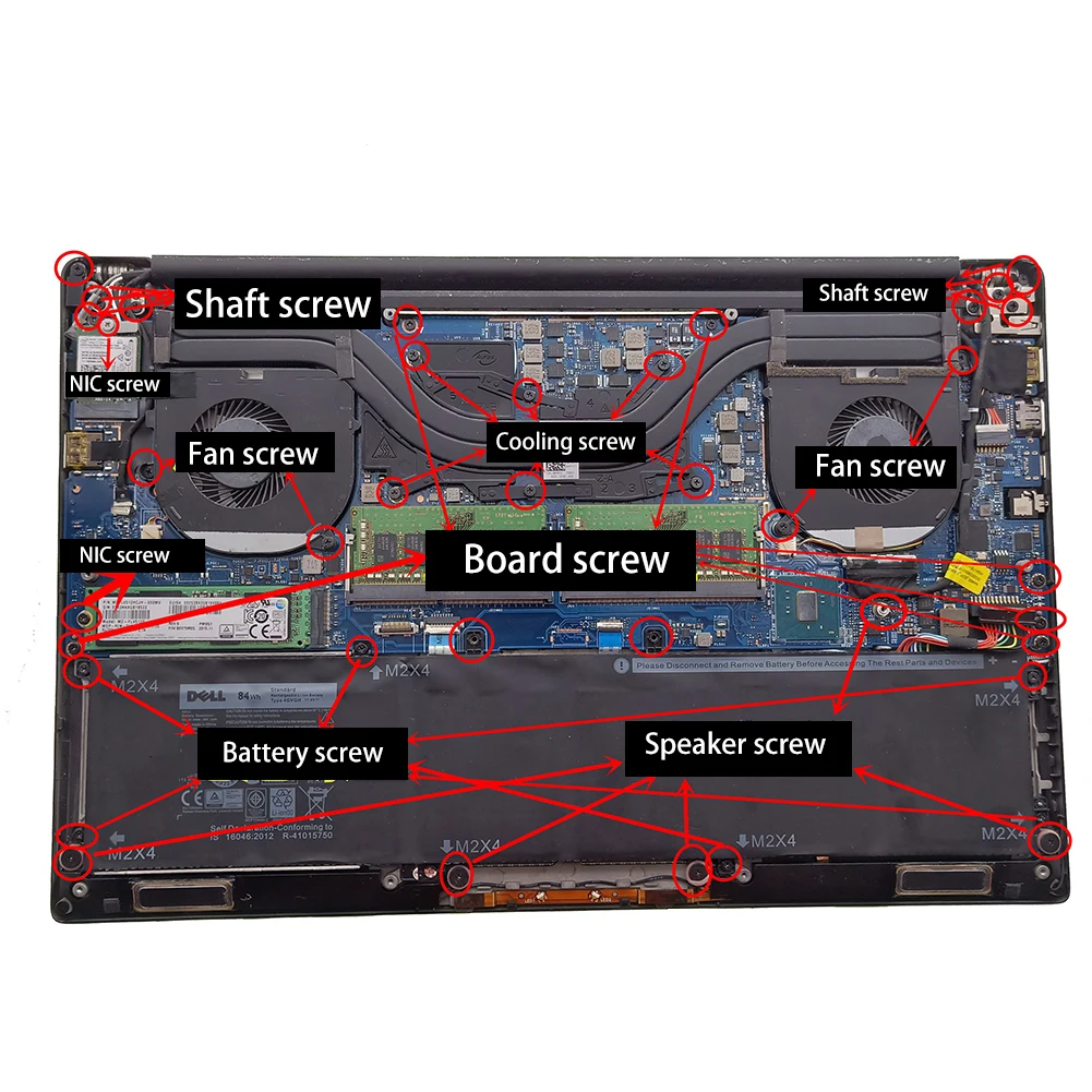 1kit Nameplate Motherboard Fan Cooling Screw for Dell XPS13 9350 9360 9370 XPS15 9550 9570 7590