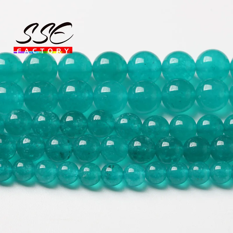 Wholesale Natural Blue Jades Beads For Jewelry Making Round Loose Stone Beads DIY Charm Bracelet 4 6 8 10 12 14mm 15'' Wholesale