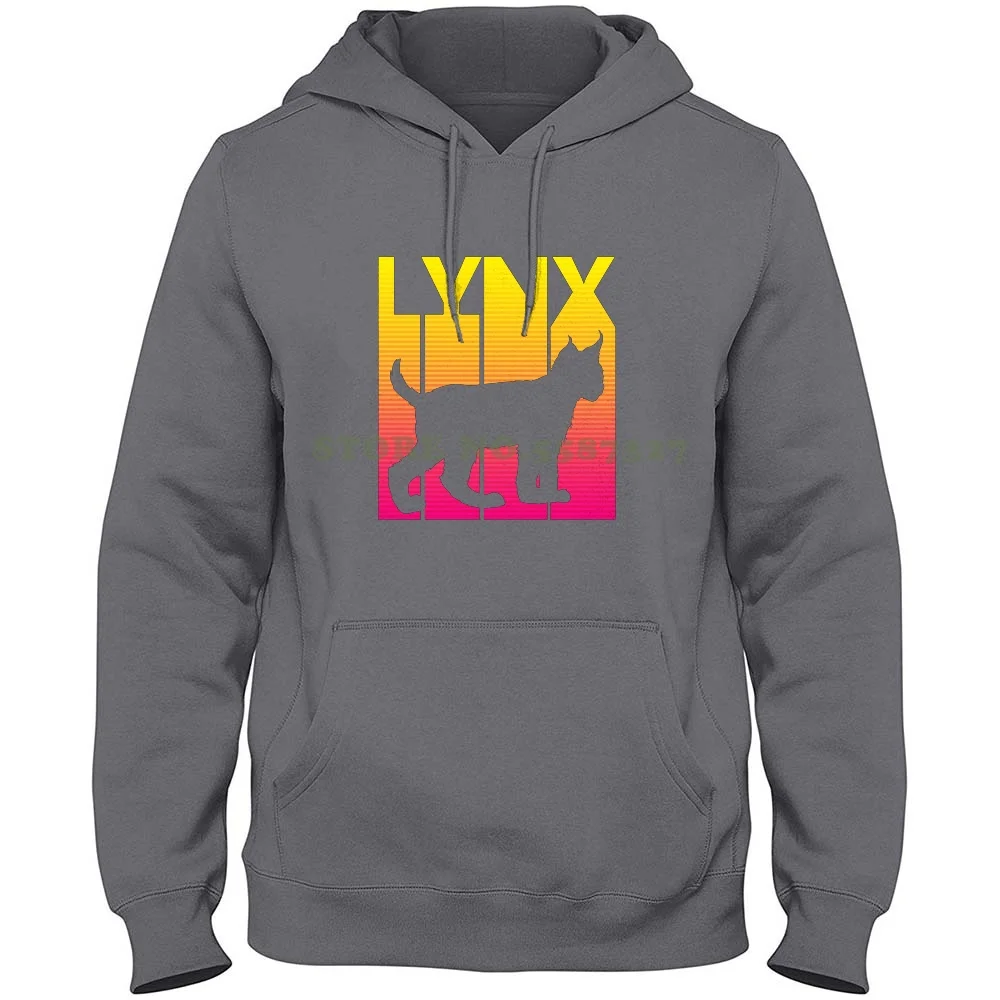 Retro 1980S Lynx 100% Pure Cotton Hoodie Animals Nature Safari Zookeeper Zoology Zoologist Animal Lover Animal Gifts Animal