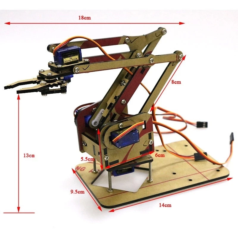 Robot Arm Kit Assembly Acrylic Machinery Arm Manipulator Claw Robot Div Gripper Arduino Maker Pi Equipped 4 Steering Gea