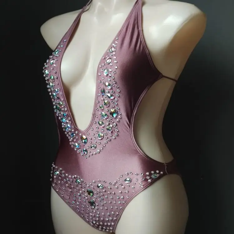 2020 venus wakacje w nowym stylu czerwone stroje kąpielowe sexy v kołnierz bikini diament rhinestone kostium kąpielowy backless kostiumy kąpielowe