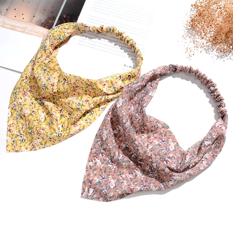 Bandana de varios estilos para mujer, pañuelo triangular para la cabeza, banda elástica suave para el cabello, pañuelo con estampado Floral bohemio,