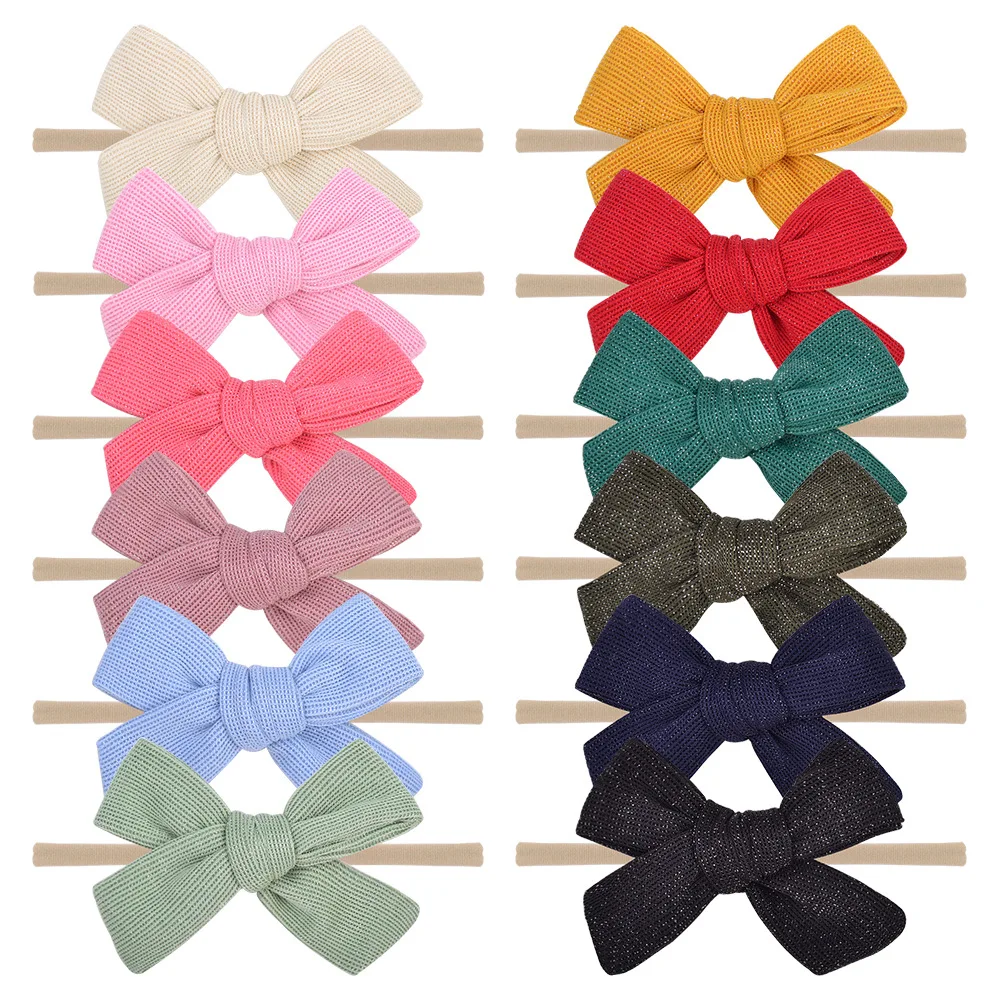 

1 PCS Cute Handmade Bowknot Elastic Infant Headband Solid Color Bows Traceless Nylon Hairband Baby Headwear Clothing Decoration