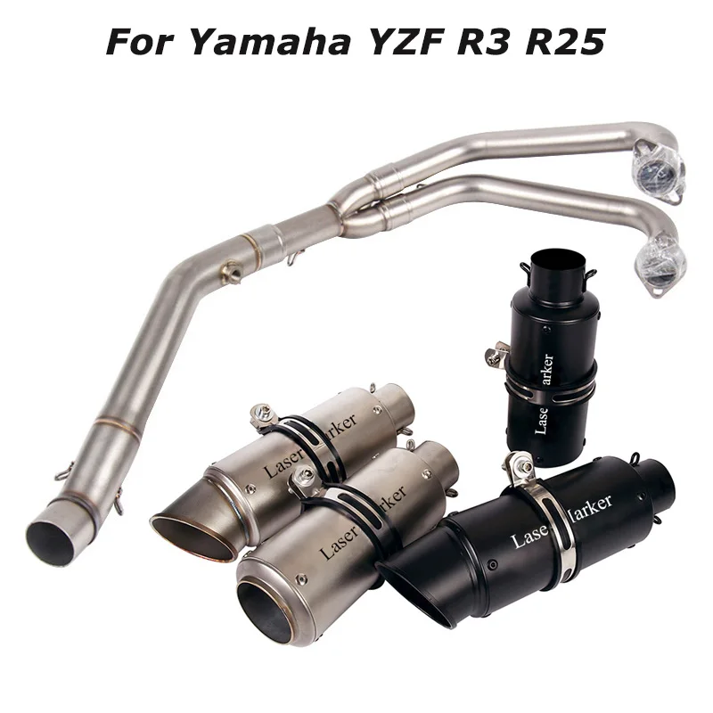 Motorcycle Exhaust Whole System Short Escape Muffler Tube Front Header Link Pipe for Yamaha YZF-R3 R25