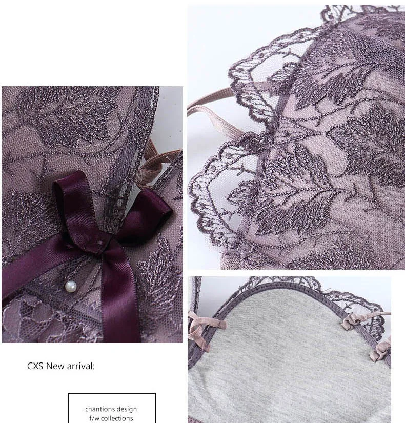 Lace Floral Embroidery Bra Backless Push Up Bras For Women Sexy Lingerie Comfortable Adjustable Wireless Bralette