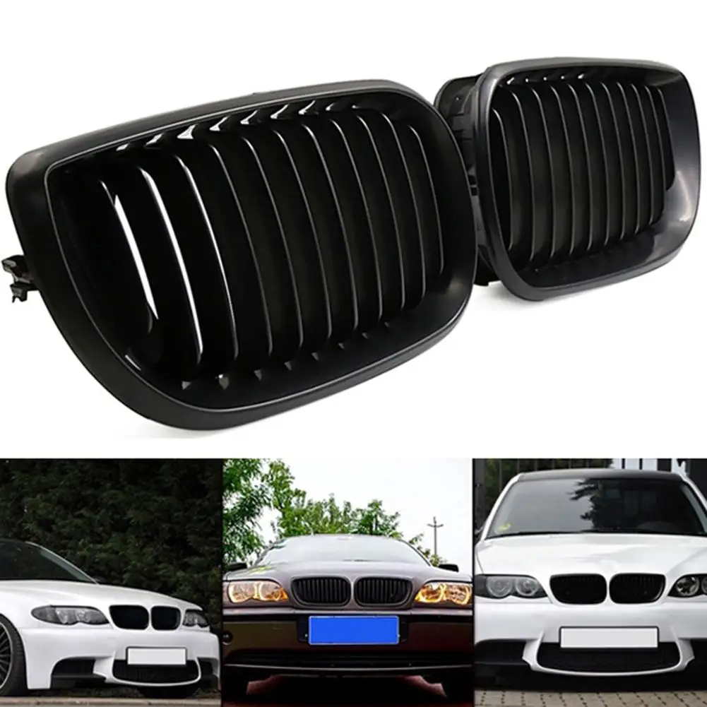 2Pcs Car Front Grill Cover Grille for 02 05 E46 318i 320i 325i 328i 330i