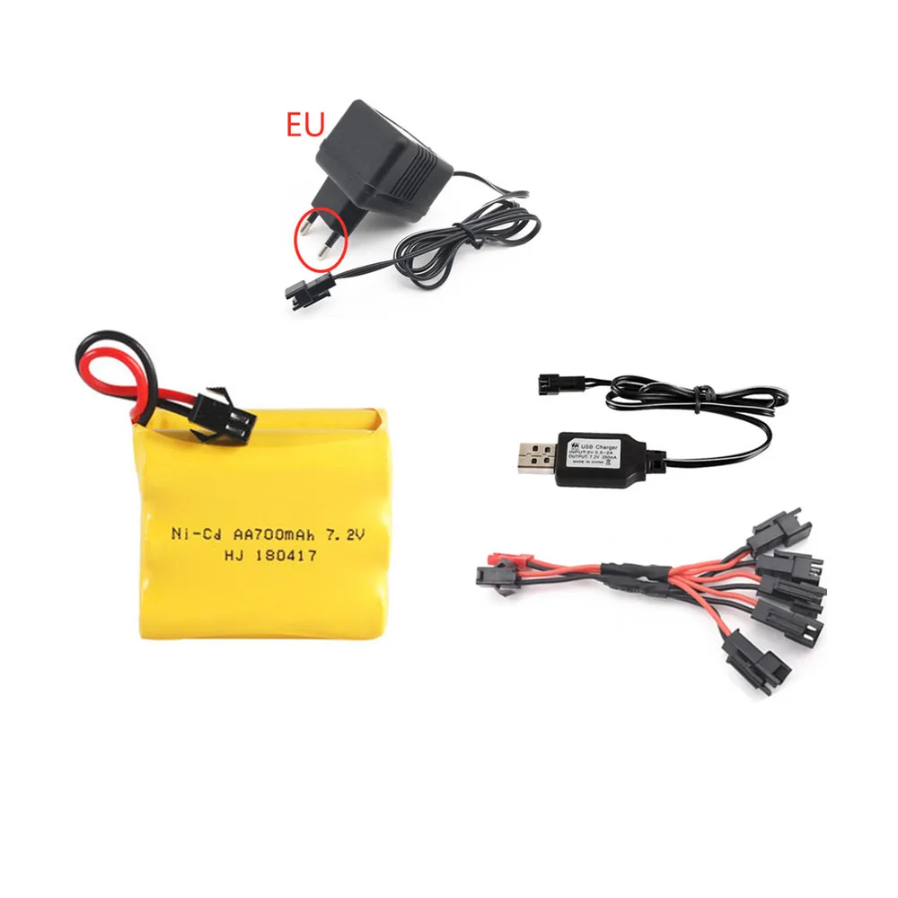 7.2v 700mah Battery + 7.2v Charger For Rc toys Car boat Tank Train Robot Guns NI-CD AA 7.2v Rechargeable Battery Pack SM Plug